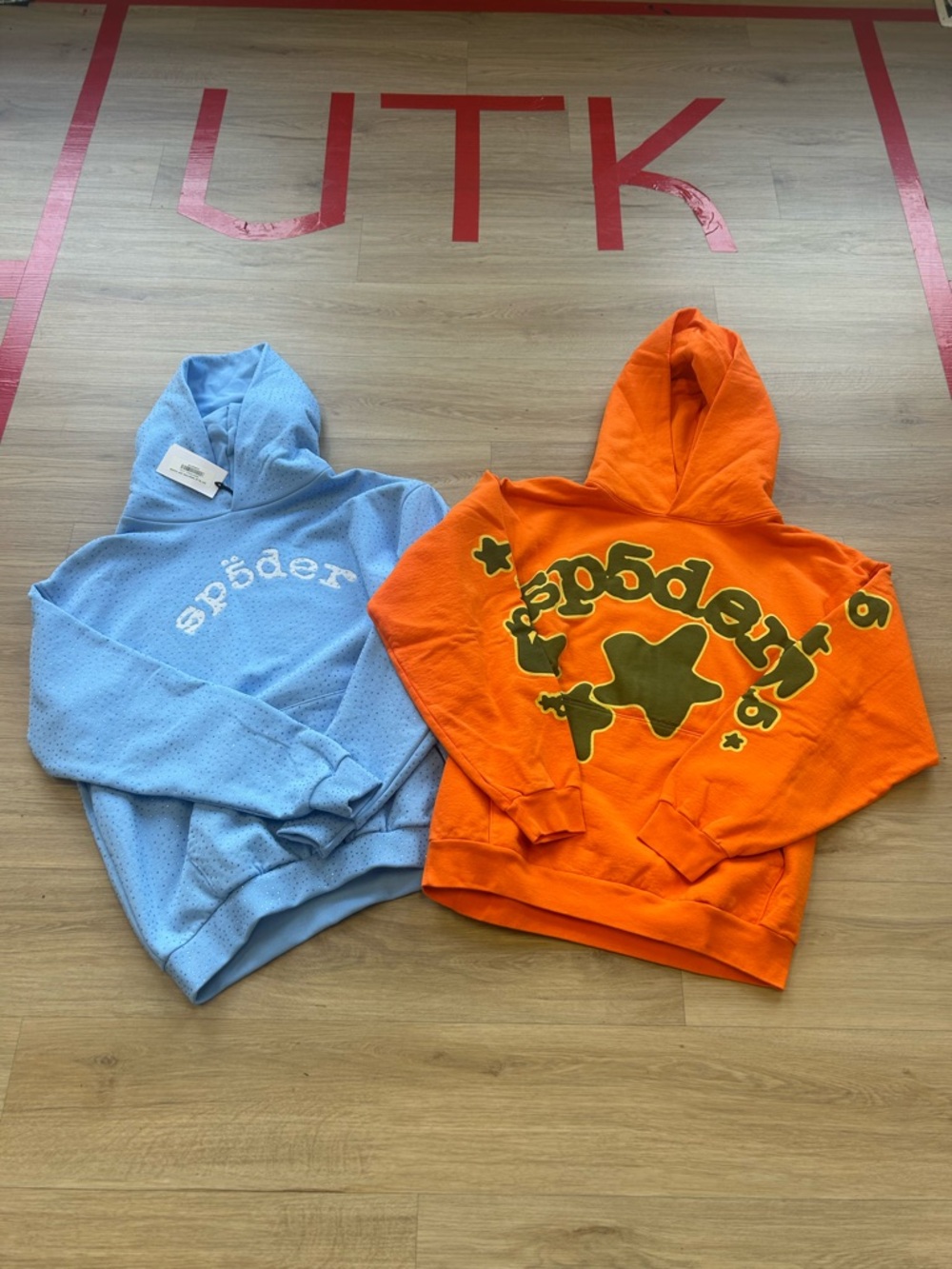 Orange Graphic Pullover Hoodie with Green Print - Unbranded